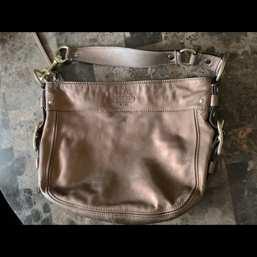 COACH 🔥 Bronze metallic gold bucked leather off shoulder bag